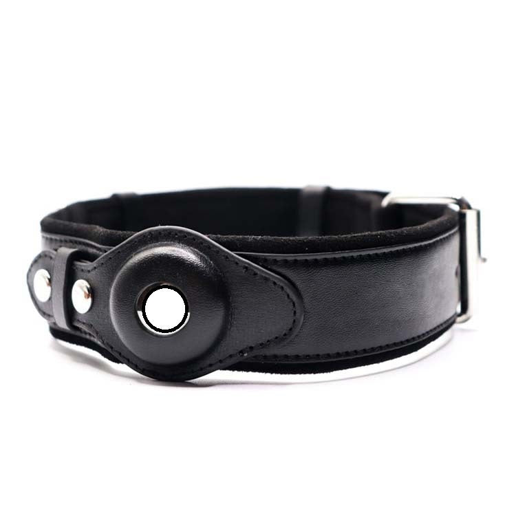 HKM-435987 Leather Location Tracker Dog Collar in Monochrome Colors - Black, Army Green, Orange