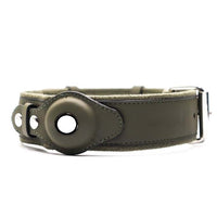 HKM-435987 Leather Location Tracker Dog Collar in Monochrome Colors - Black, Army Green, Orange