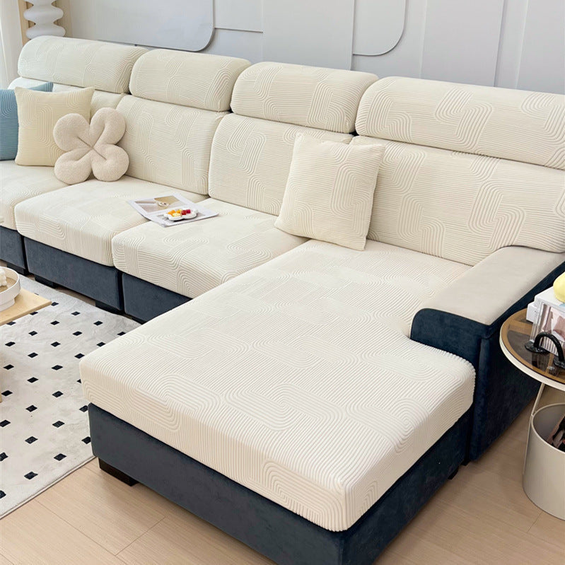HKM-436051 Universal Elastic Jacquard Sofa Seat Cover - Solid Color Options for Various Sizes