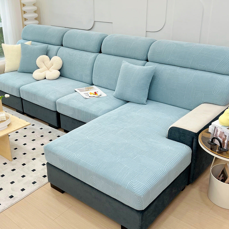 HKM-436051 Universal Elastic Jacquard Sofa Seat Cover - Solid Color Options for Various Sizes