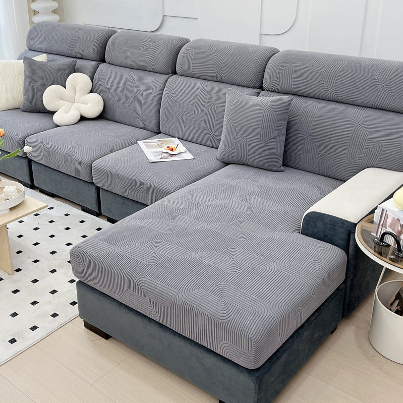 HKM-436051 Universal Elastic Jacquard Sofa Seat Cover - Solid Color Options for Various Sizes