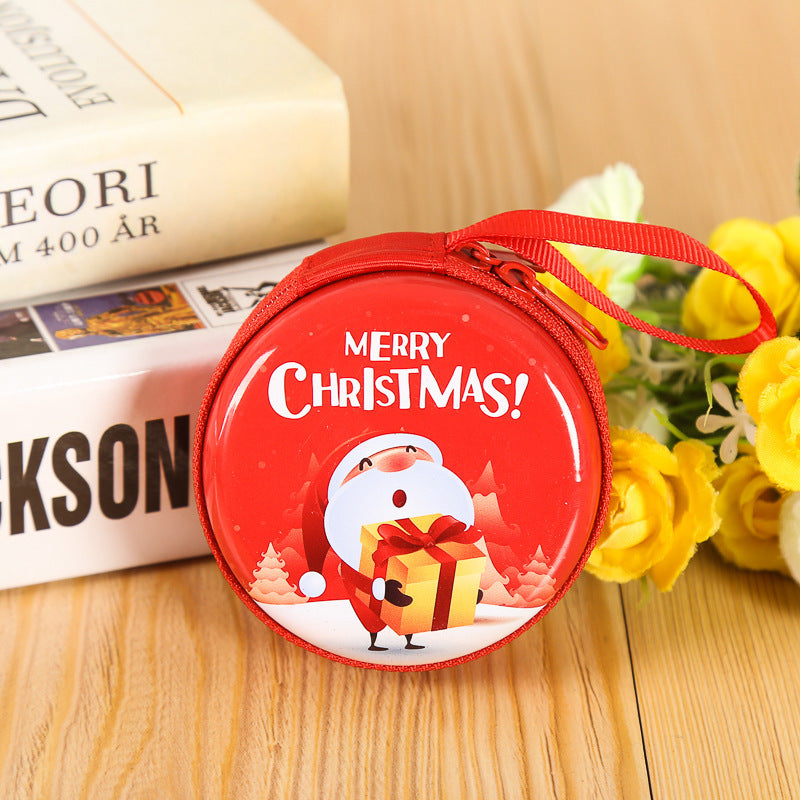 HKM-436115 Festive Santa Claus Pendant with Zippered Metal Box for Holiday Treats