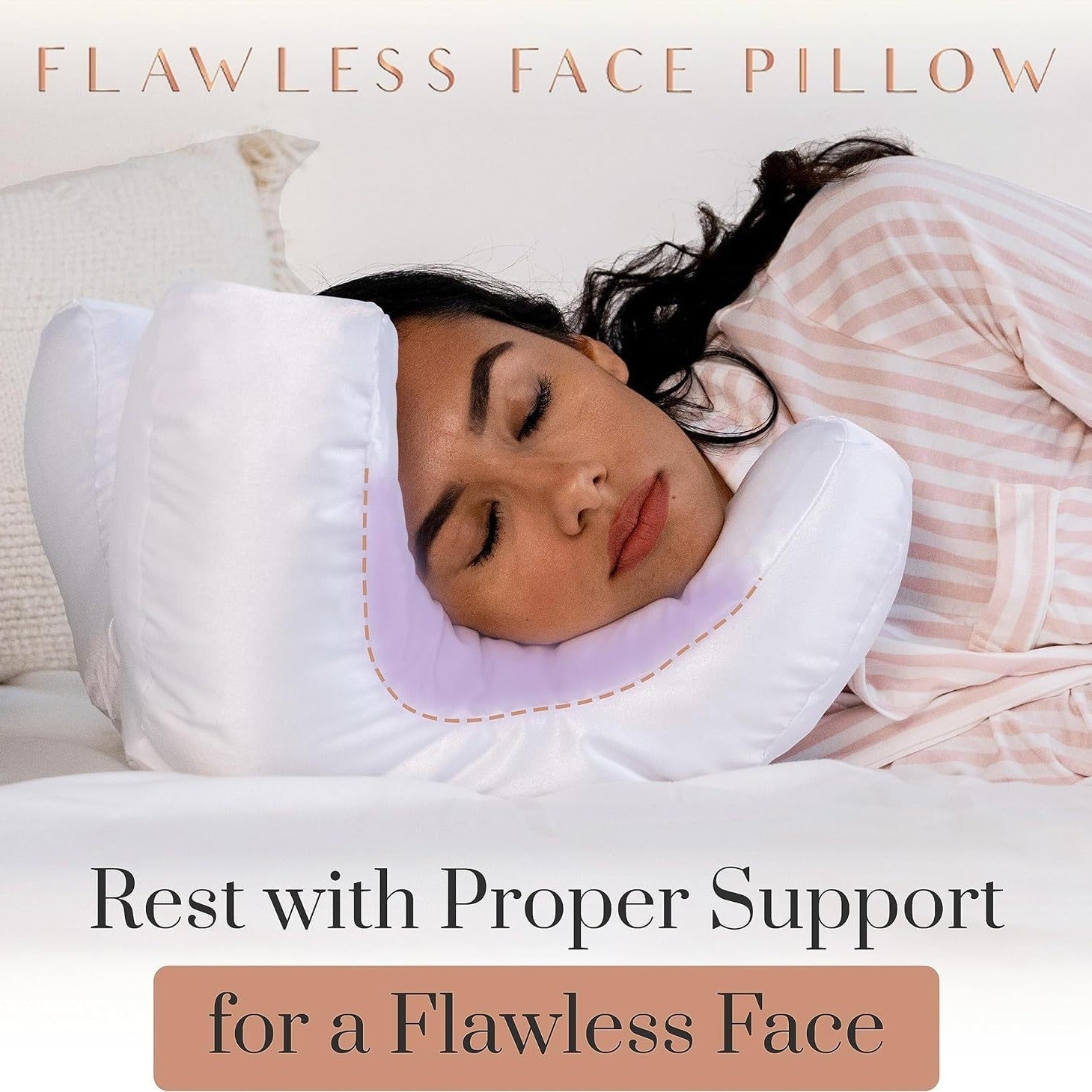 HKM-436115 Memory Foam Anti-Wrinkle Pillow with Shock-Absorbing Design, White and Gold