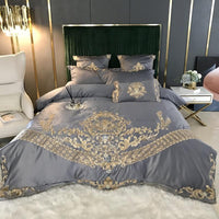 HKM-436307 Embroidered Tencel Cotton Bed Linen Set with Duvet Cover - Four-Piece Collection for 1.5m to 2m Beds