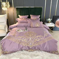HKM-436307 Embroidered Tencel Cotton Bed Linen Set with Duvet Cover - Four-Piece Collection for 1.5m to 2m Beds