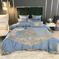 HKM-436307 Embroidered Tencel Cotton Bed Linen Set with Duvet Cover - Four-Piece Collection for 1.5m to 2m Beds