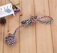 HKM-436435 Cotton String Pet Toy Training Ball with Long Tail for Small to Medium Dogs