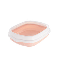 HKM-436819 Anti-Splash Cat Litter Box with Scoop - Semi-Closed Plastic Design in Pink, Blue, Gray
