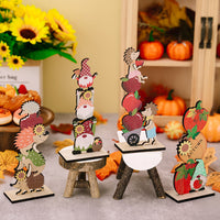 HKM-436947 Harvest Season Wooden Cartoon Hedgehog and Pumpkin Ornaments for Thanksgiving Decoration