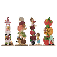 HKM-436947 Harvest Season Wooden Cartoon Hedgehog and Pumpkin Ornaments for Thanksgiving Decoration
