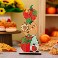 HKM-436947 Harvest Season Wooden Cartoon Hedgehog and Pumpkin Ornaments for Thanksgiving Decoration