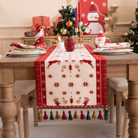 HKM-436947 Yarn-Dyed Jacquard Christmas Tree Pillow Cover with Elk and Snowflake Design, 30x50cm