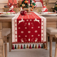 HKM-436947 Yarn-Dyed Jacquard Christmas Tree Pillow Cover with Elk and Snowflake Design, 30x50cm