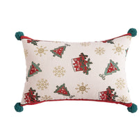 HKM-436947 Yarn-Dyed Jacquard Christmas Tree Pillow Cover with Elk and Snowflake Design, 30x50cm
