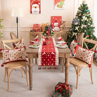 HKM-436947 Yarn-Dyed Jacquard Christmas Tree Pillow Cover with Elk and Snowflake Design, 30x50cm