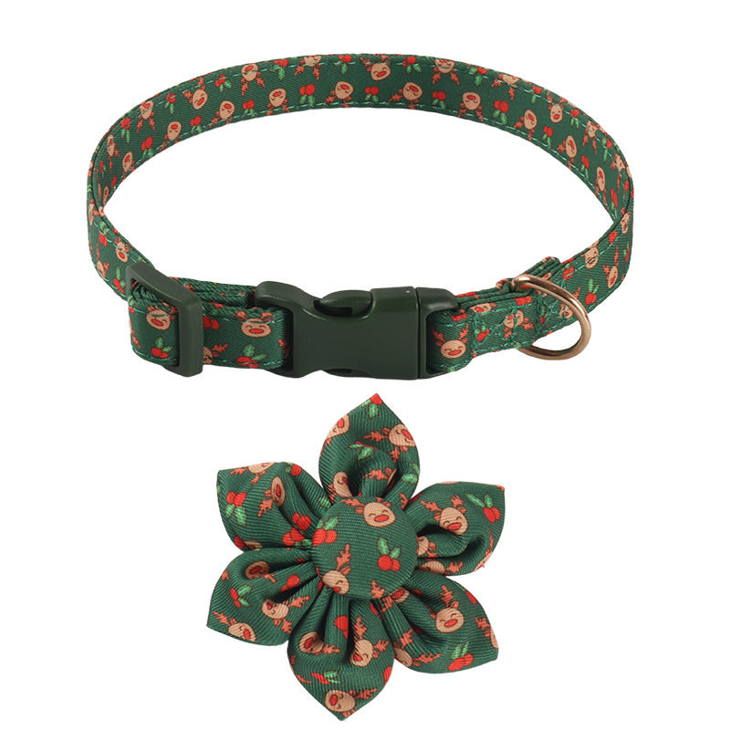 HKM-437011 Sunflower Print Holiday Dog Collar with Hair Accessory