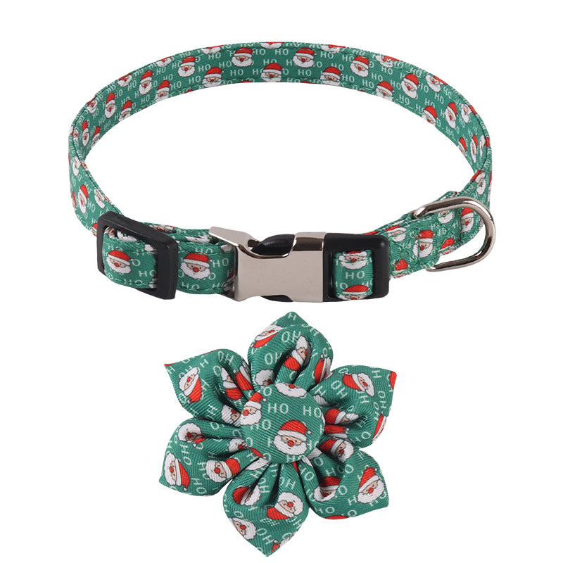 HKM-437011 Sunflower Print Holiday Dog Collar with Hair Accessory