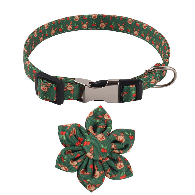 HKM-437011 Sunflower Print Holiday Dog Collar with Hair Accessory