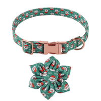 HKM-437011 Sunflower Print Holiday Dog Collar with Hair Accessory