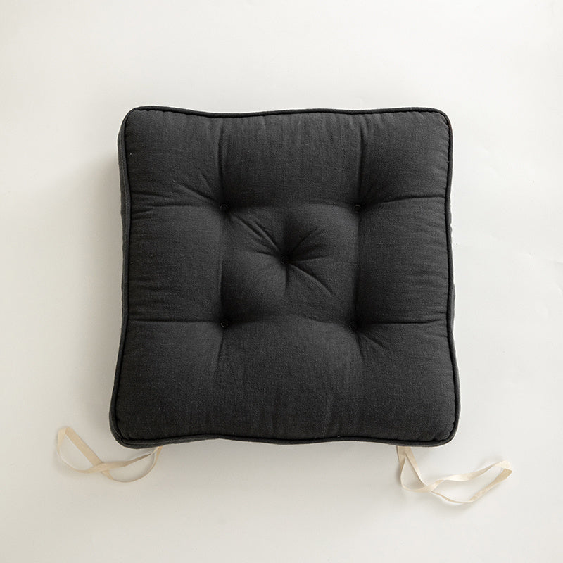 HKM-437203 Japanese Cotton and Linen Solid Color Cushion, Thickened Anti-Skid Design - 43x43cm