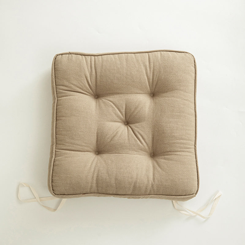 HKM-437203 Japanese Cotton and Linen Solid Color Cushion, Thickened Anti-Skid Design - 43x43cm