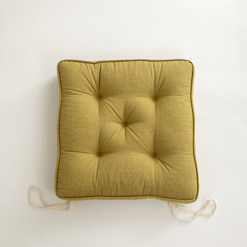HKM-437203 Japanese Cotton and Linen Solid Color Cushion, Thickened Anti-Skid Design - 43x43cm