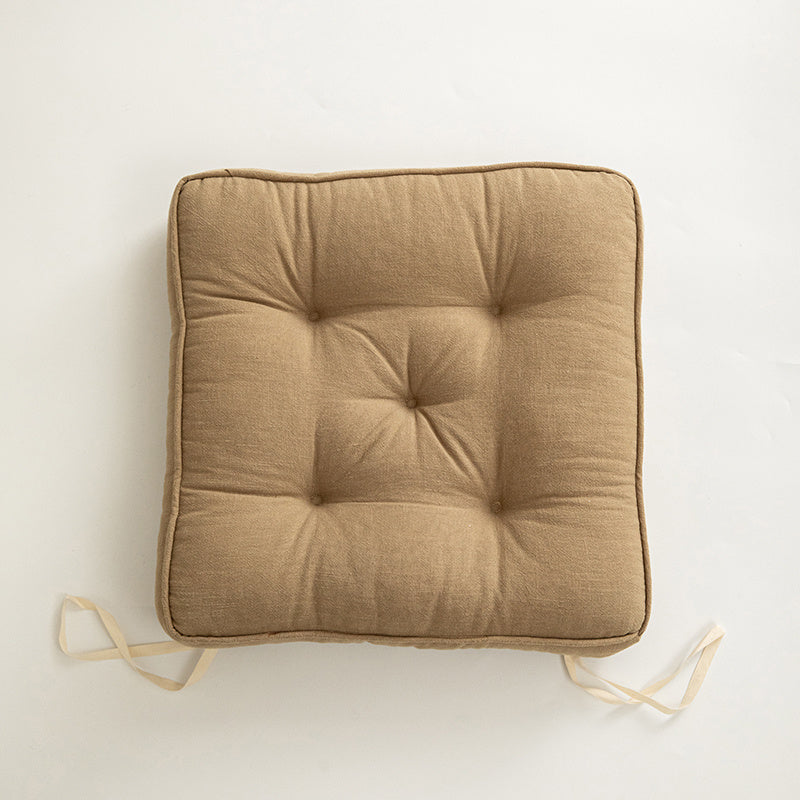 HKM-437203 Japanese Cotton and Linen Solid Color Cushion, Thickened Anti-Skid Design - 43x43cm