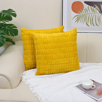 HKM-437267 Boho Striped Corduroy Throw Pillow Covers for Modern Farmhouse Christmas Home Decor