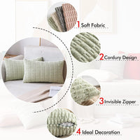 HKM-437267 Boho Striped Corduroy Throw Pillow Covers for Modern Farmhouse Christmas Home Decor