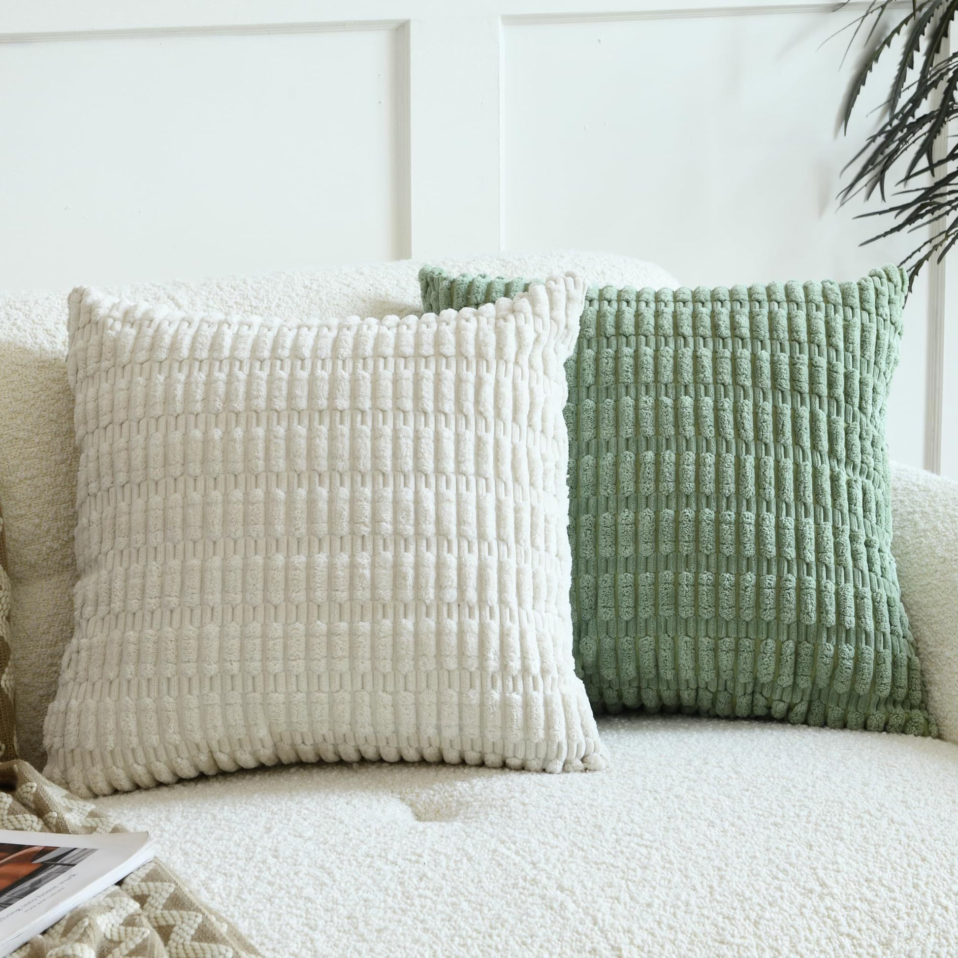 HKM-437267 Boho Striped Corduroy Throw Pillow Covers for Modern Farmhouse Christmas Home Decor