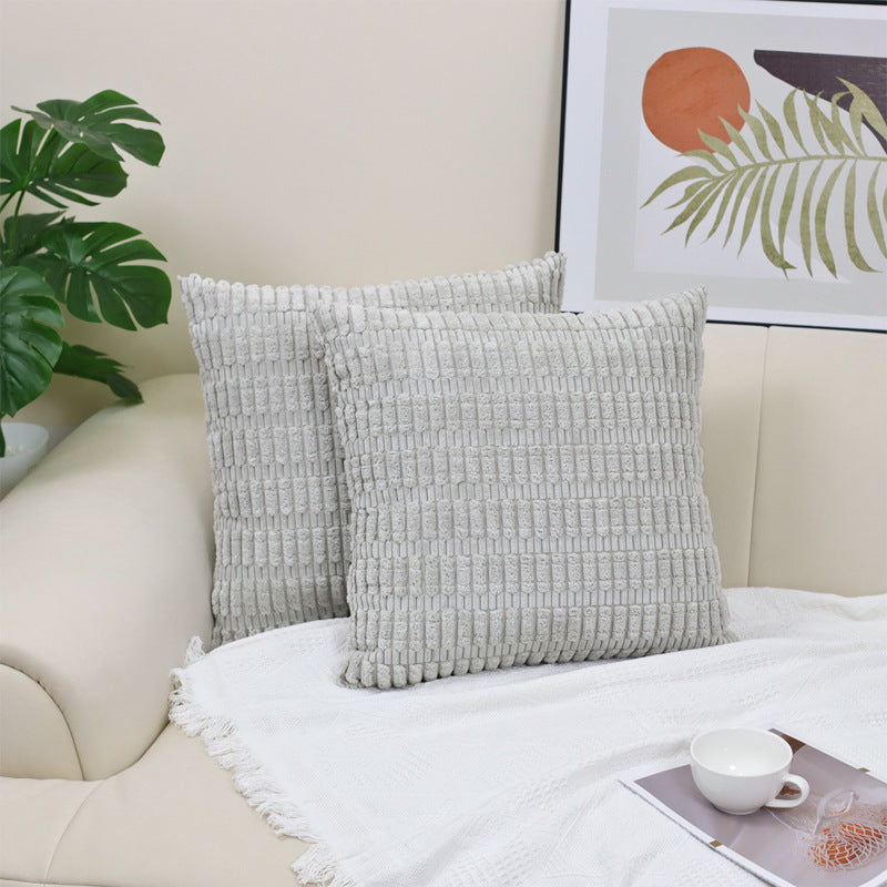HKM-437267 Boho Striped Corduroy Throw Pillow Covers for Modern Farmhouse Christmas Home Decor