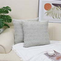 HKM-437267 Boho Striped Corduroy Throw Pillow Covers for Modern Farmhouse Christmas Home Decor