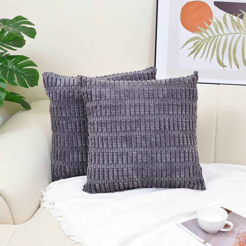 HKM-437267 Boho Striped Corduroy Throw Pillow Covers for Modern Farmhouse Christmas Home Decor