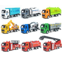 HKM-437395 1:32 Scale Diecast Metal Concrete Mixer Truck Pull Back Toy - Engineering Vehicle Model for Ages 3+