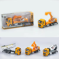HKM-437395 1:32 Scale Diecast Metal Concrete Mixer Truck Pull Back Toy - Engineering Vehicle Model for Ages 3+