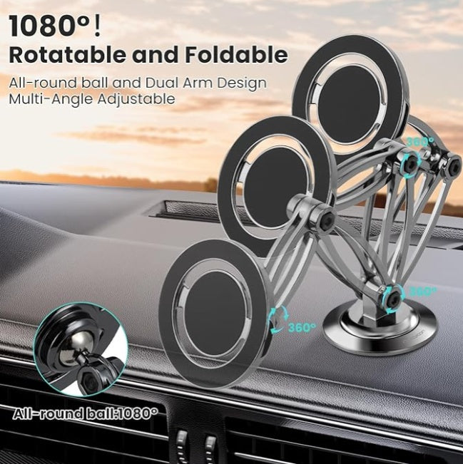 HKM-437395 Adjustable Magnetic Car Phone Holder with 360° Rotation for Dashboards