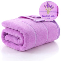 HKM-437715 Lavender Striped Cotton Bath Towel - Soft, Absorbent, and Environmentally Friendly