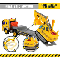 HKM-437779 Friction-Powered Construction Truck Excavator Toy for Kids Ages 2 to 7 - Plastic Sand Digger and Claw
