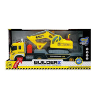 HKM-437779 Friction-Powered Construction Truck Excavator Toy for Kids Ages 2 to 7 - Plastic Sand Digger and Claw