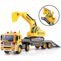 HKM-437779 Friction-Powered Construction Truck Excavator Toy for Kids Ages 2 to 7 - Plastic Sand Digger and Claw