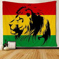HKM-437843 Reggae Flag Lion Tapestry - European Style Polyester Wall Hanging & Tablecloth