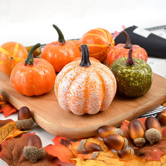 HKM-437907 Thanksgiving Decor Set with 50 Realistic Acorns, Pumpkins, Maple Leaves, and Pine Cones