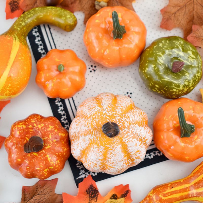 HKM-437907 Thanksgiving Decor Set with 50 Realistic Acorns, Pumpkins, Maple Leaves, and Pine Cones