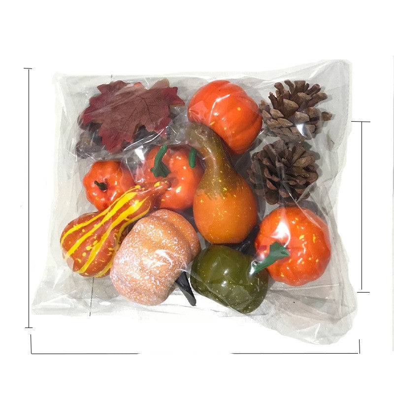 HKM-437907 Thanksgiving Decor Set with 50 Realistic Acorns, Pumpkins, Maple Leaves, and Pine Cones