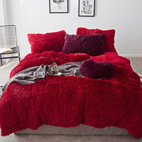 HKM-437971 Korean Cloud Mink Velvet Coral Velvet Bedding Set - 4-Piece Thick Warm Winter Comforter