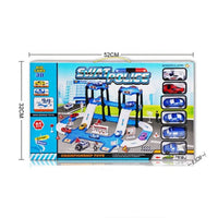 HKM-438099 64-Piece Parking Lot Playset with 6 Mini Cars for Kids Aged 2-7