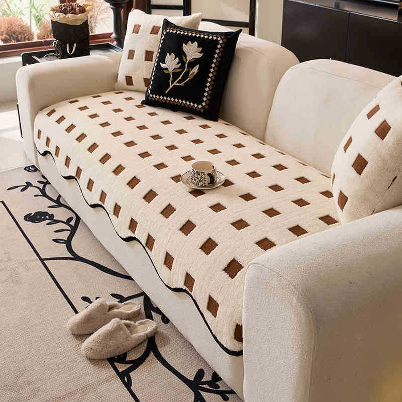 HKM-438291 Plush Winter Sofa Cushion with Non-Slip Design in Various Colors and Sizes