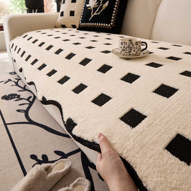 HKM-438291 Plush Winter Sofa Cushion with Non-Slip Design in Various Colors and Sizes