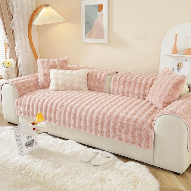 HKM-438355 Bubble Velvet Fleece Cushion Cover - Modern Non-Slip Sofa Cushion, Various Colors Available