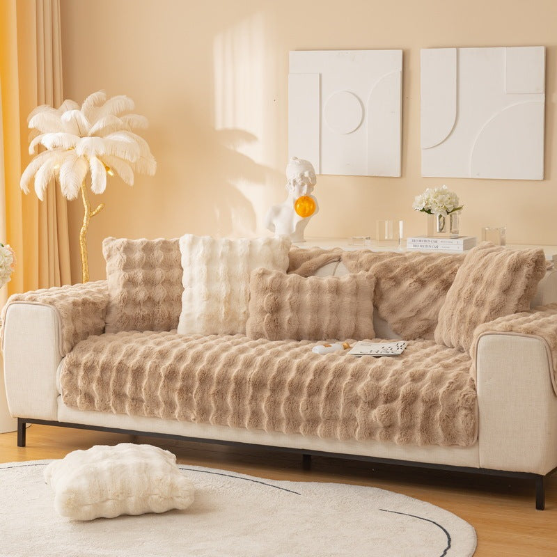 HKM-438355 Bubble Velvet Fleece Cushion Cover - Modern Non-Slip Sofa Cushion, Various Colors Available